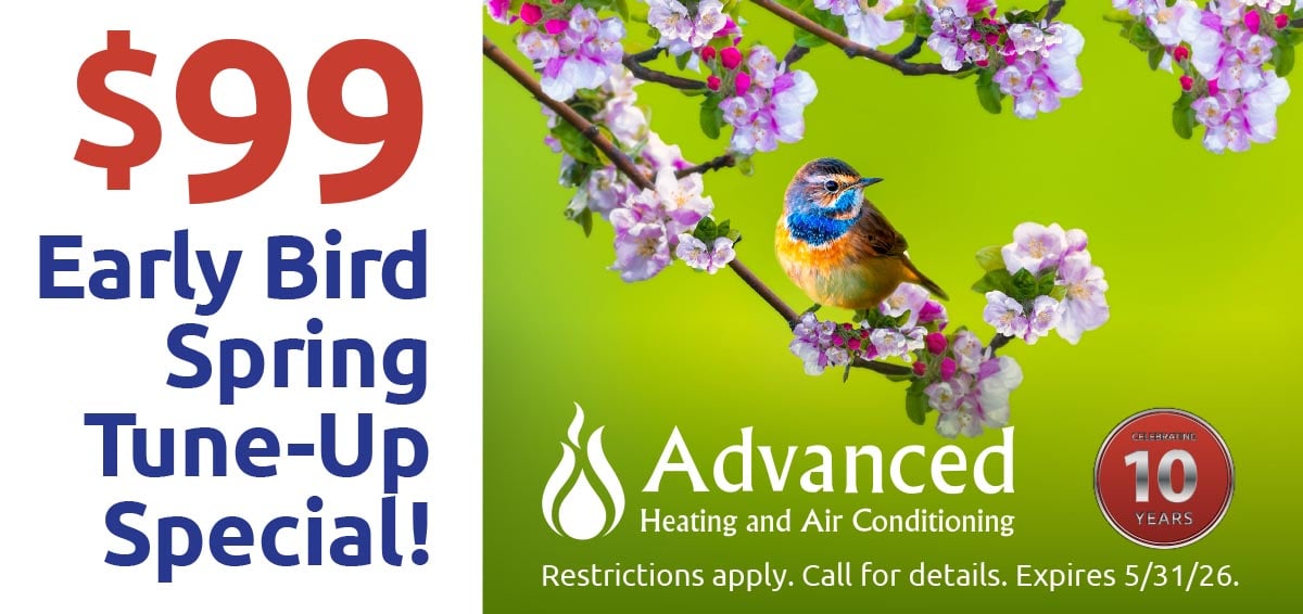 ninety nine dollar early bird spring tune up special. restrictions apply. call for details. offer expires May thirty one twenty twenty six